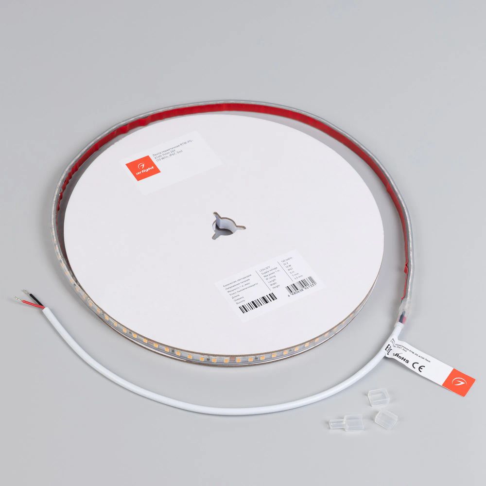 Светодиодная лента герметичная RTW-PS-A140-7mm 24V Warm2400 (10 W/m, IP67, 5m) (Arlight, CRI>90) 058508