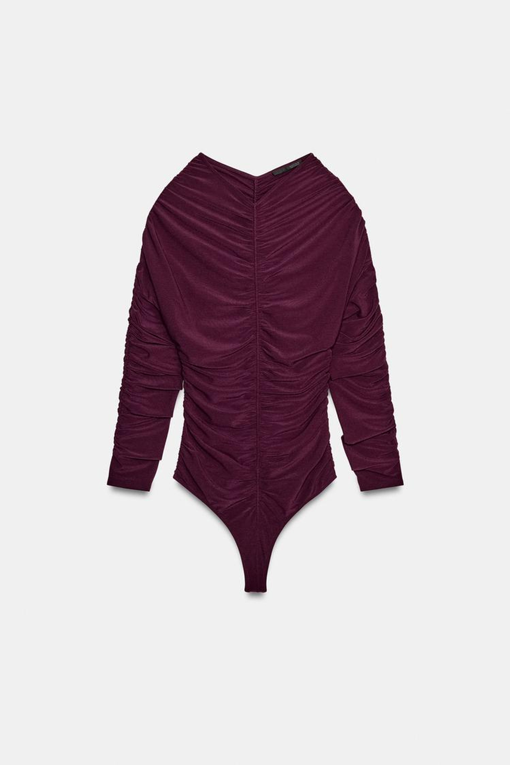 ZARA БОДИ СО СБОРКАМИ, БАКЛАЖАННЫЙ