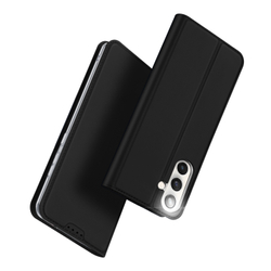 Чехол книжка из PU кожи черного цвета от Dux Ducis для Samsung Galaxy S25 FE, серия Skin Pro Series Case
