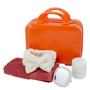 Набор(сумка оранжевая 026#+полотенце+пэды53012+зеркало52870+повязка на голову бант) La and Te beaute LT7Bag