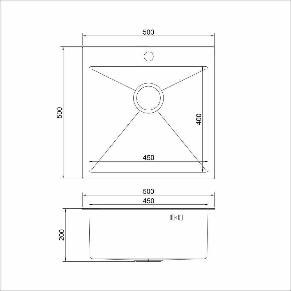 Мойка MIXLINE настольный монтаж 50х50 (3,0) вып 3 1/2, 20см с сифоном бронза PRO (550549)
