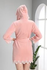 Женский халат с капюшоном 0405 пудра NUSA