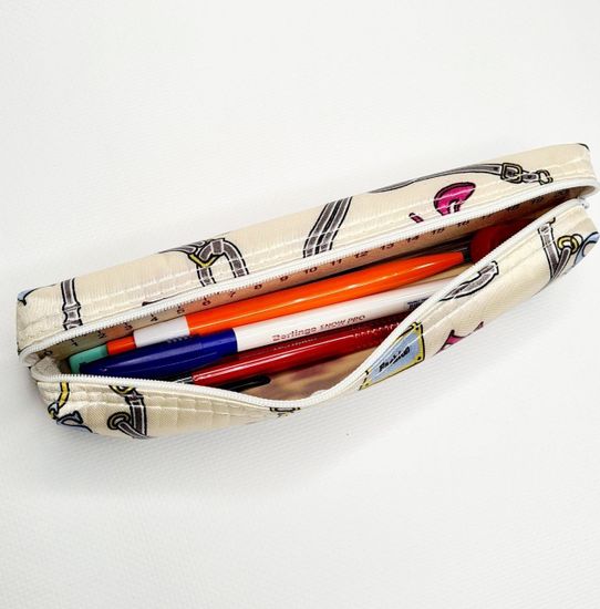 Школьный пенал с 2 отделениями, сиреневый, 11 предметов