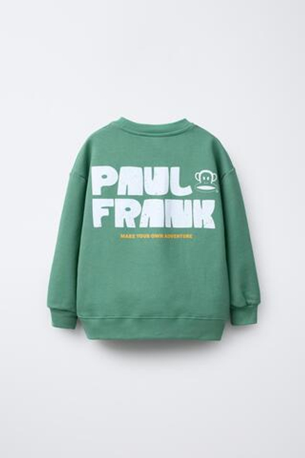 ZARA ТОЛСТОВКА С ПРИНТОМ PAUL FRANK ®, СВЕТЛО-ЗЕЛЕНЫЙ