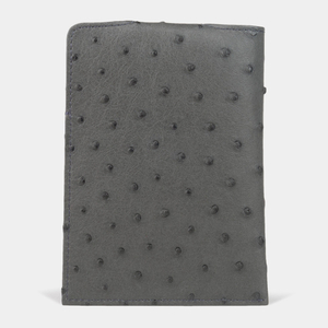 Обложка-кармашек для паспорта London из кожи страуса, серого цвета