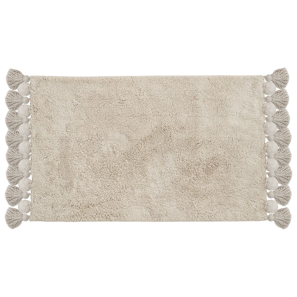 Коврик для ванной ворсовый с кисточками светло-серого цвета из коллекции Essential, 50х80 см