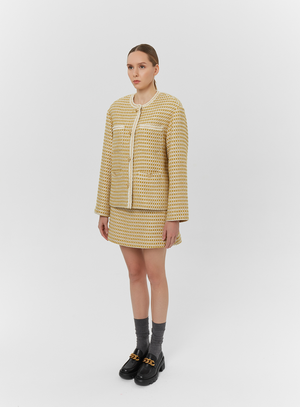 Юбка твидовая, золотой