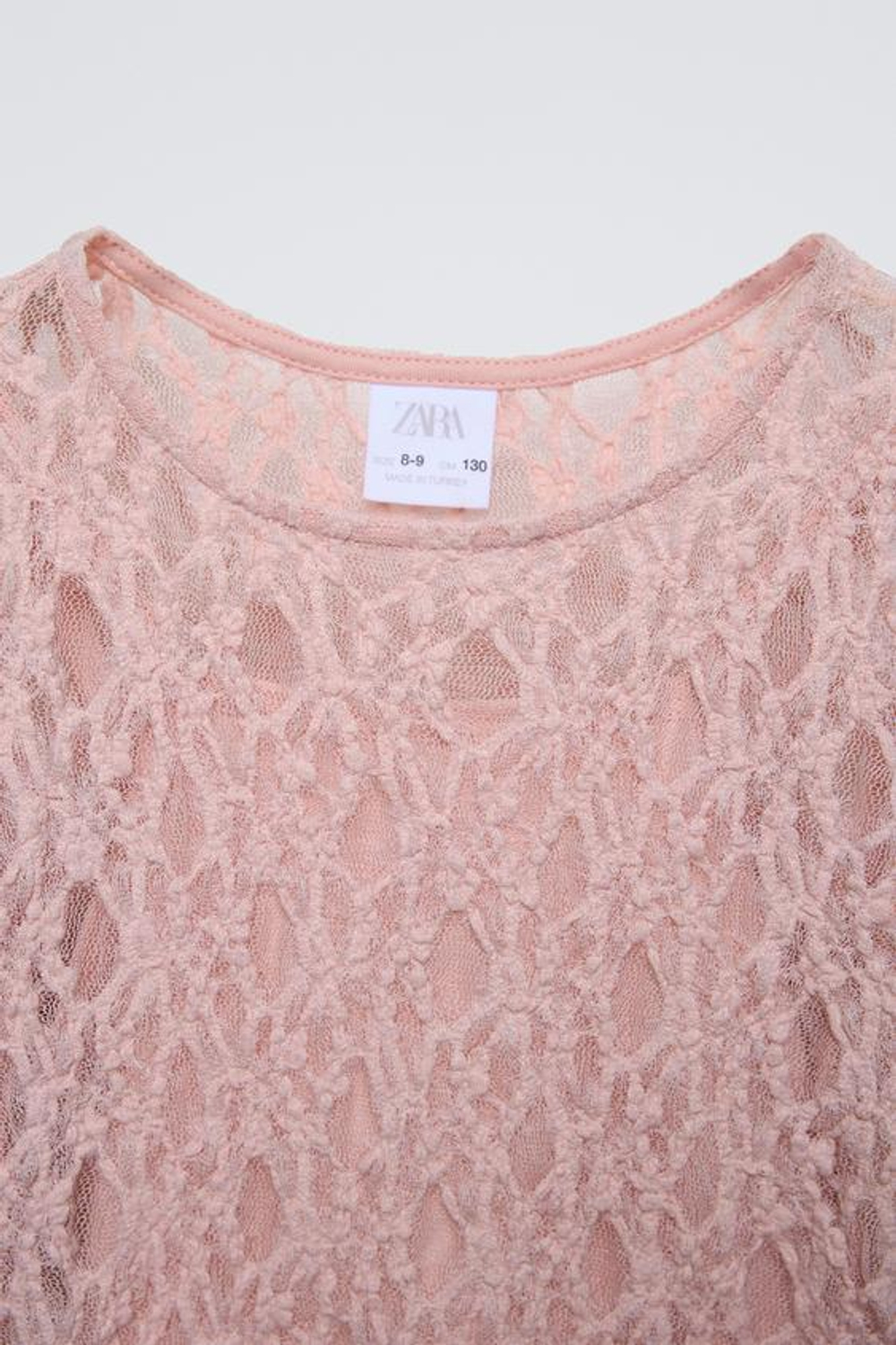 ZARA КРУЖЕВНАЯ ФУТБОЛКА, РОЗОВЫЙ