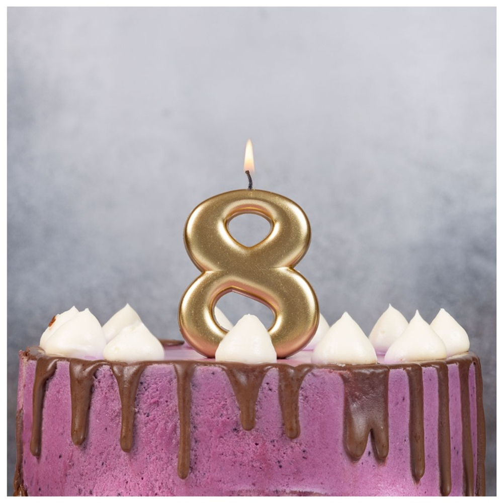 Свечи-цифры Золотые, 8 см