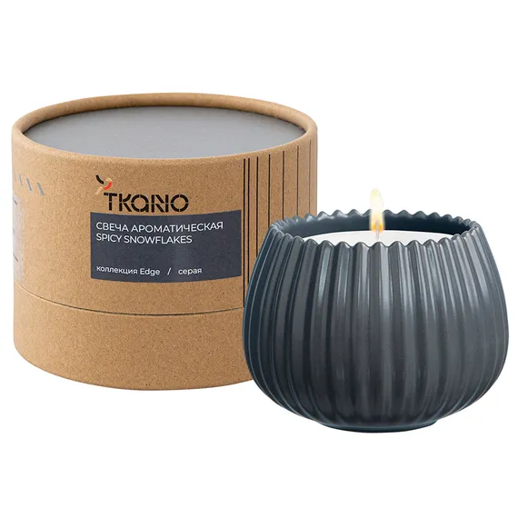 Свеча ароматическая spicy snowflakes из коллекции edge, серый, 30 ч