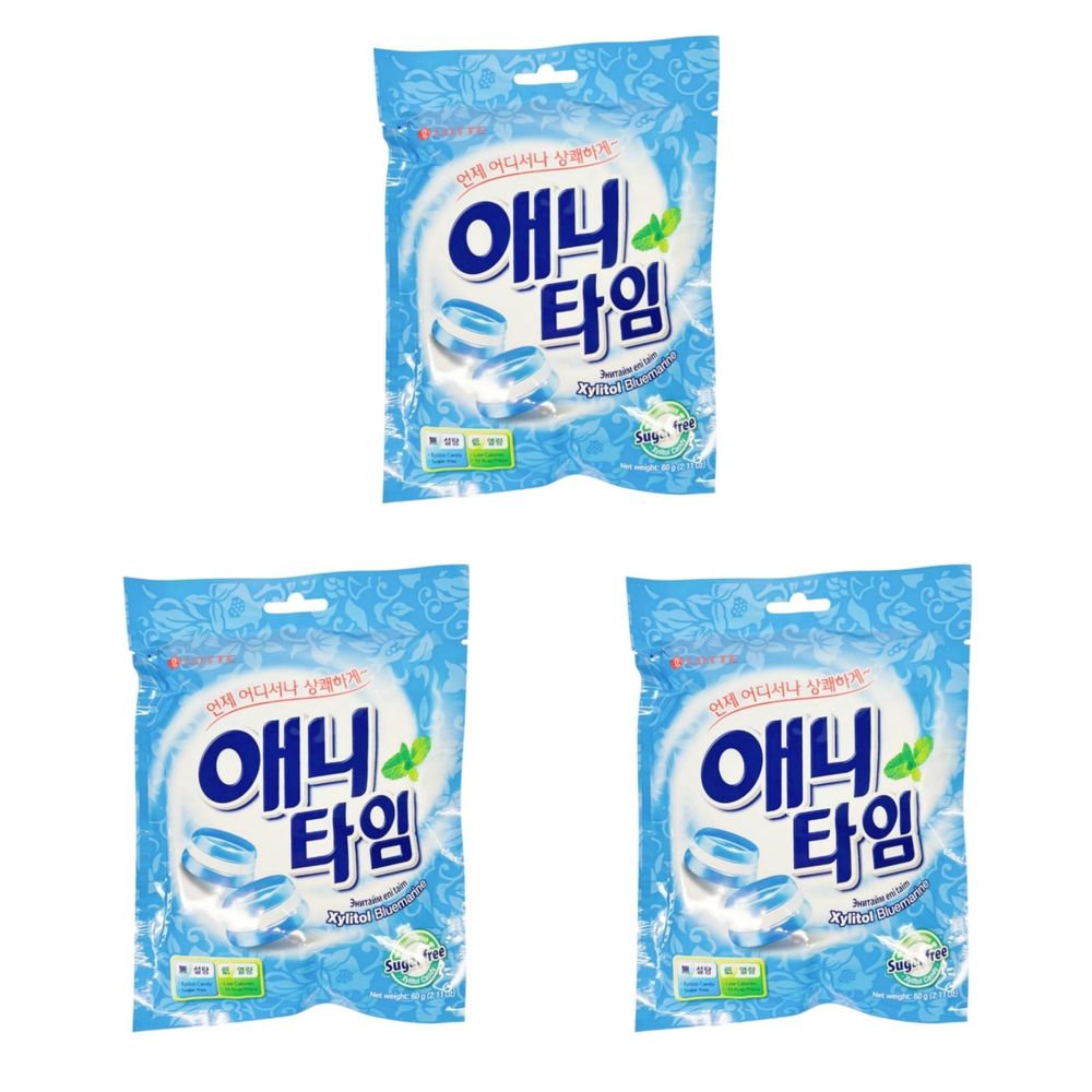 Леденцы Lotte Anytime Bluemarine без сахара 60 г, 3 шт
