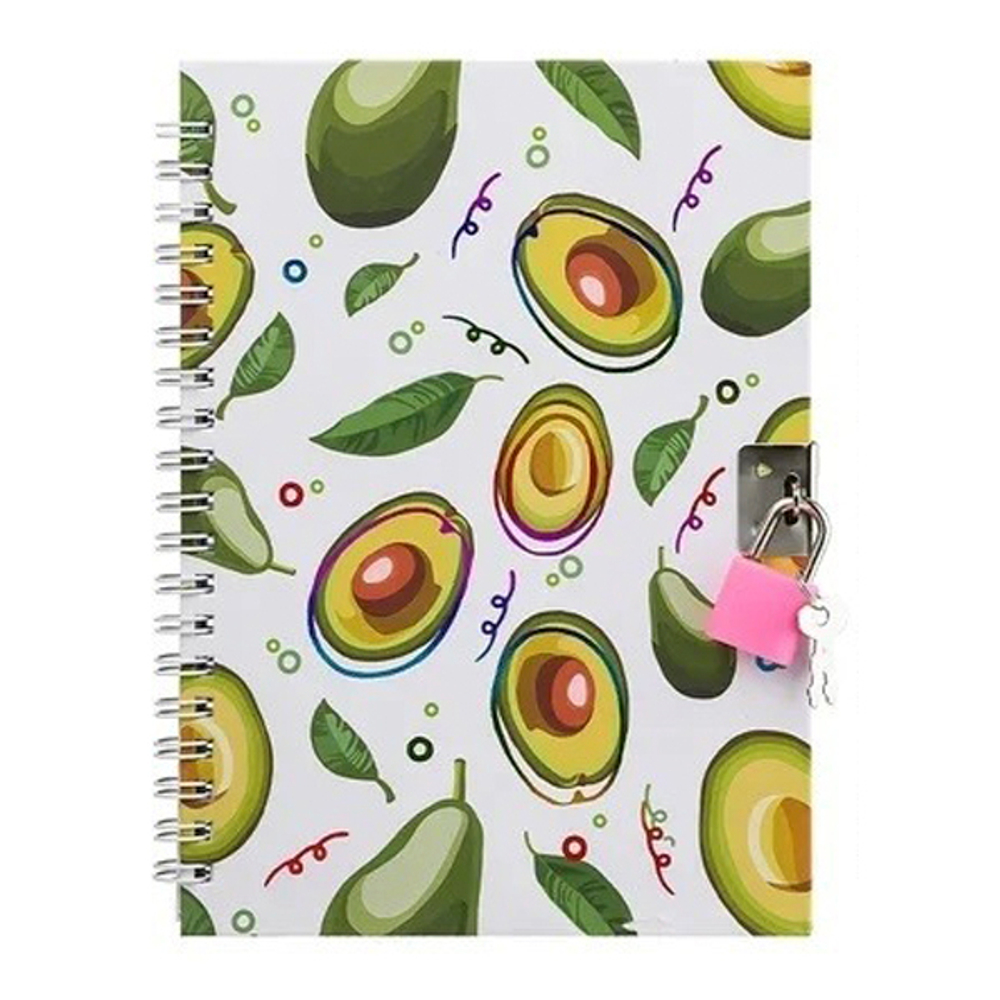 Блокнот детский Basir на замке, формат А6, серия "Авокадо", переплет 7БЦ, 18*13 см, 48 листов, ассорти