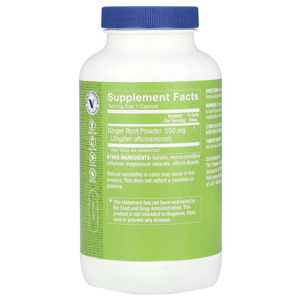The Vitamin Shoppe, Корень имбиря, 550 мг, 300 капсул