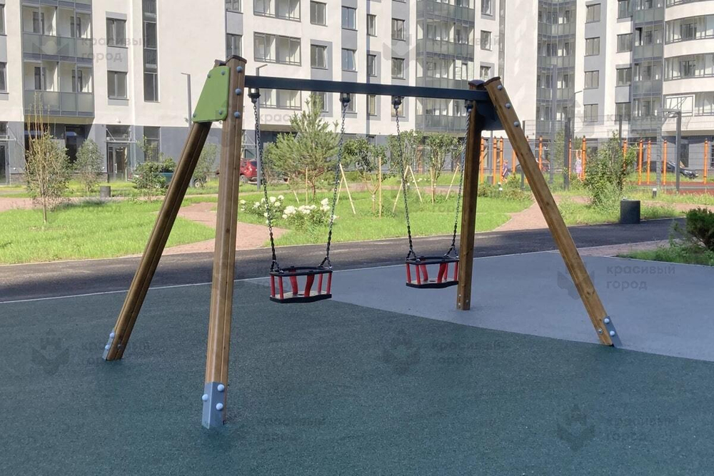 Качели на столбах двойные рама