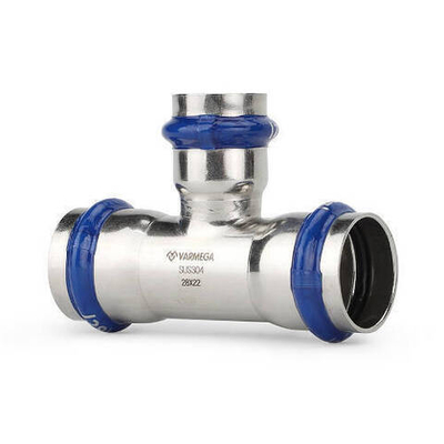 Тройник переходной Varmega Inox Press - 35 x 28 x 35 (прессовой, для труб из нержавеющей стали)