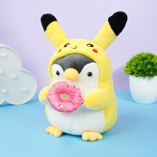 Мягкая игрушка "Пингвин в костюме Пикачу" 23 см