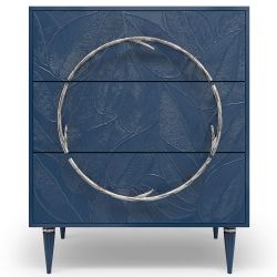 Комод Арт Колор leaves Классик Сильвер с 3 ящиками Королевский синий