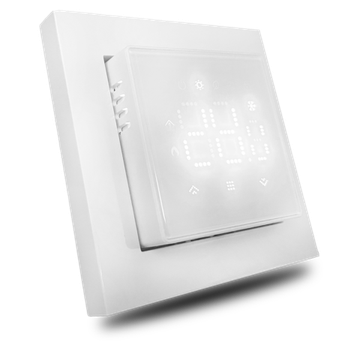 Термостат с датчиком пола,  16 A,  55*55 мм.,  белое стекло