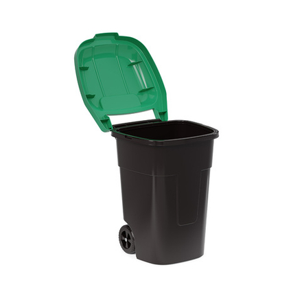 Бак для мусора Альтернатива, на колесах, 65 л, черно-зеленый