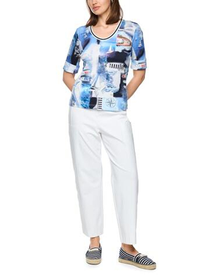 Marc Cain Футболка в рубчик с принтом