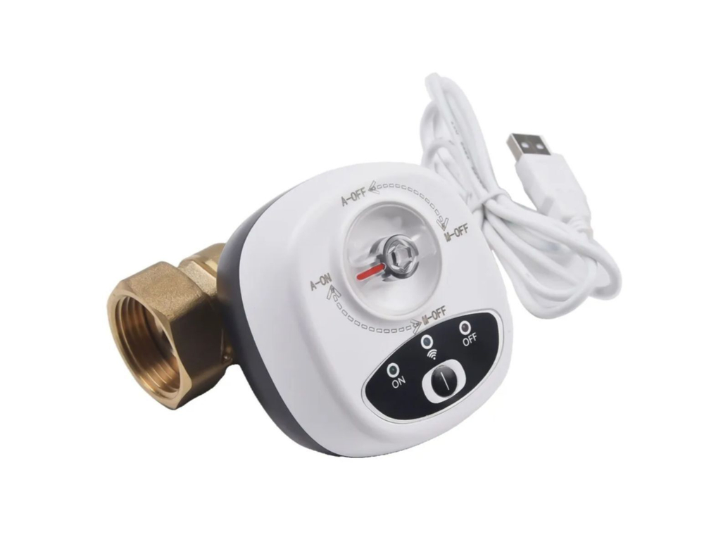 Умный WiFi шаровый кран с электроприводом USB5V + ручное управление (Работает с Tuya, SmartLife, Яндекс Алиса)