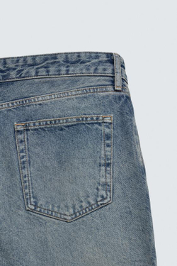 ZARA РАСКЛЕШЕННЫЕ ДЖИНСЫ С РАЗРЕЗАМИ, ВЫЦВЕТШИЙ СИНИЙ