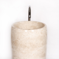 Раковина напольная из мрамора Round Midle Big Cream MN-01706 (45*45*90 см)