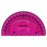 Набор чертежный малый гибкий BRAUBERG "FLEX" (линейка 15 см, треугольник, транспортир), ассорти, 210678