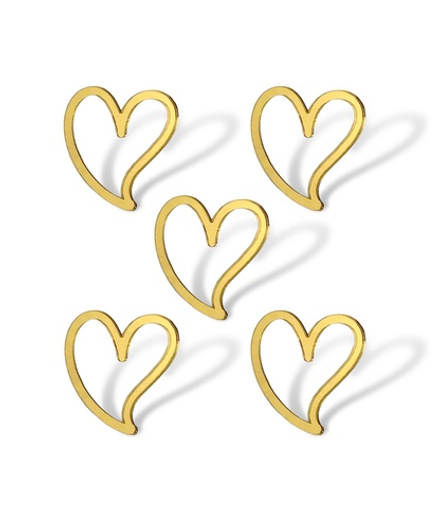 Топпер Бирка Сердце сквозное №3 акрил (5шт в упак) золото