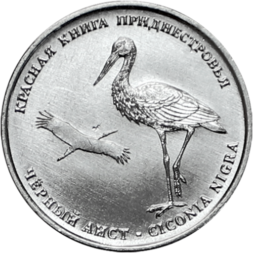 1 рубль 2019 г. Черный Аист. Серия: Красная книга "ФАУНА" Приднестровье. ПМР. UNC