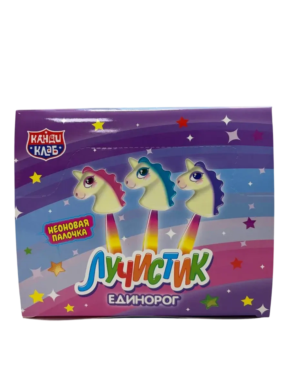 Карамель на неоновой палочке Единорог Лучистик, 30шт