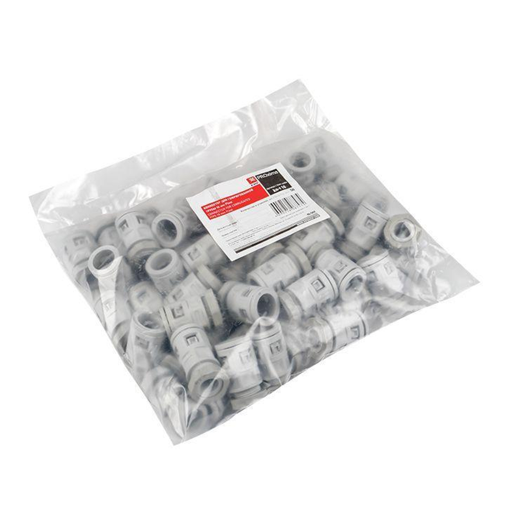 Коннектор для гофр. трубы 16мм (уп.50шт) Plast EKF kn-t-16
