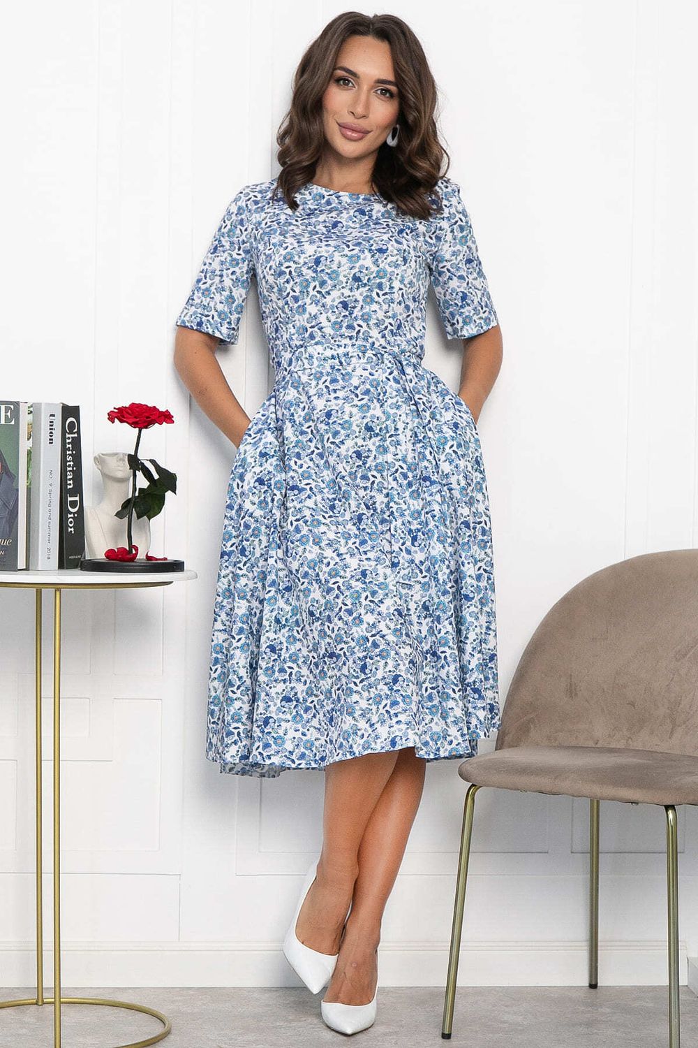 Платье Стиляги (бело-голубое) П13998-16М LT Collection