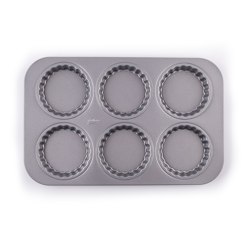 Форма для выпечки кексов со съемным дном на 6 ячеек Patisse Silver 38х24х2.5 см