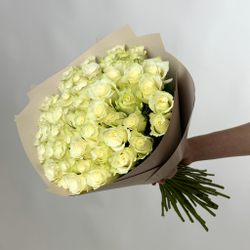 Flower bouquet of 51 white Kenyan roses