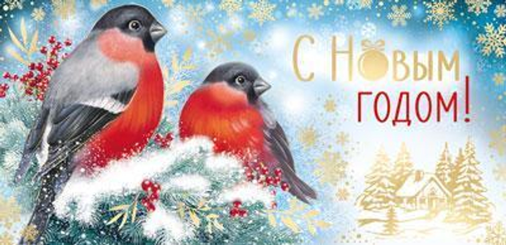 Конверт для денег 170х82мм "С Новым Годом!" золотая фольга (Сфера)