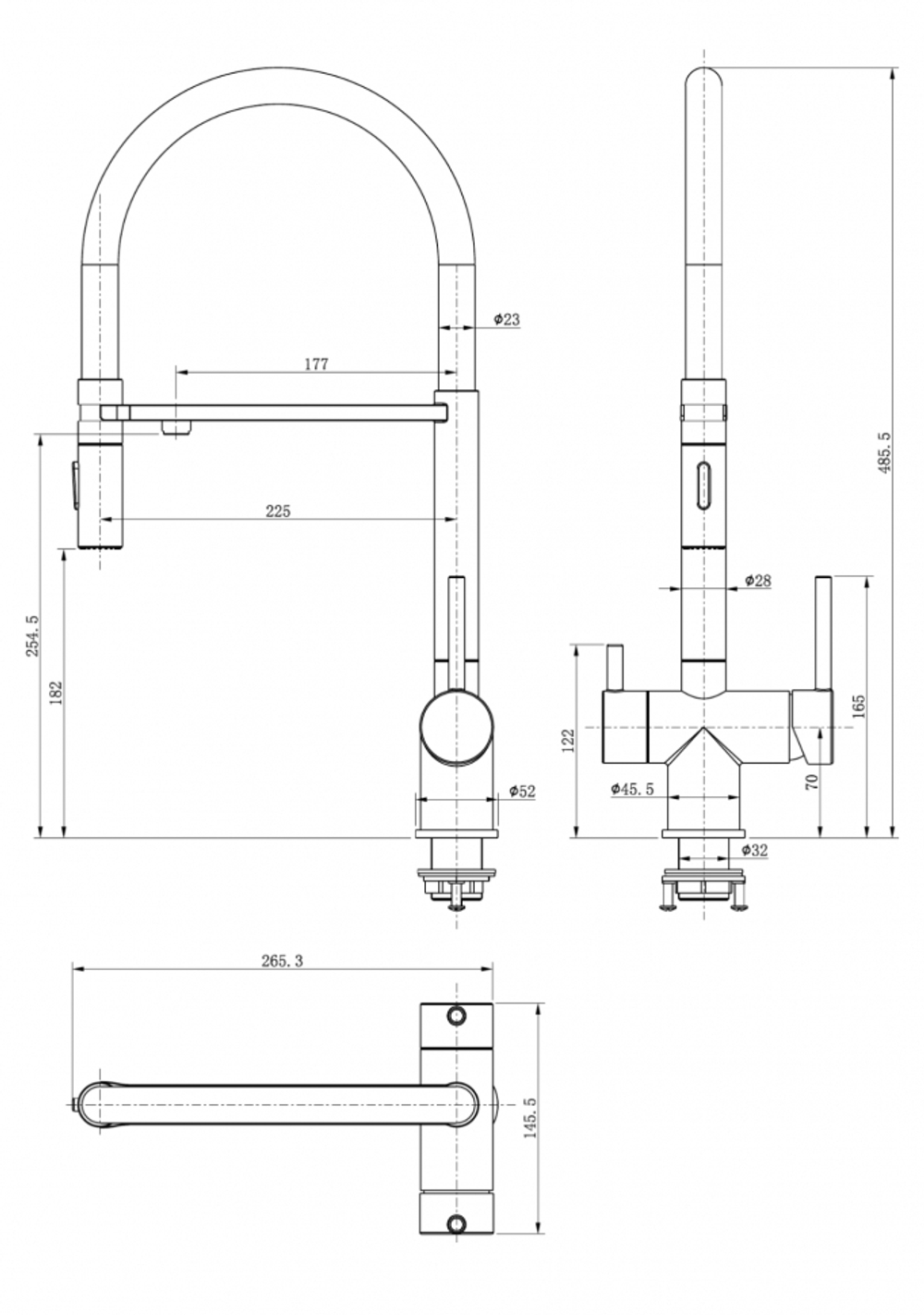 Смеситель для кухни под фильтр на магните GROCENBERG GB4096GO (Kerox Венгрия)