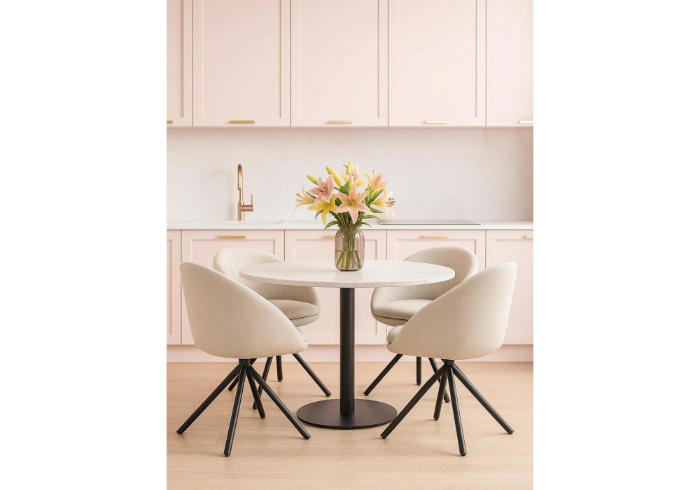 Стул на металлокаркасе Woodville Бартон 1 ткань мадера 2, черный матовый