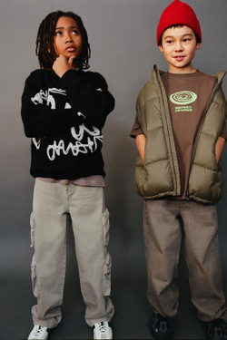 ZARA БРЮКИ КАРГО WIDE LEG, КАМЕННО-СЕРЫЙ