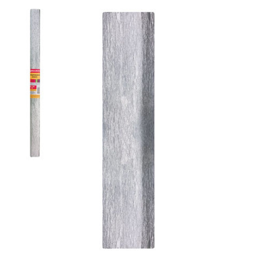 Бумага гофрированная (креповая), СЕРЕБРЯНАЯ, 22 г/м2, 50х200 см, в рулоне, BRAUBERG, 127936