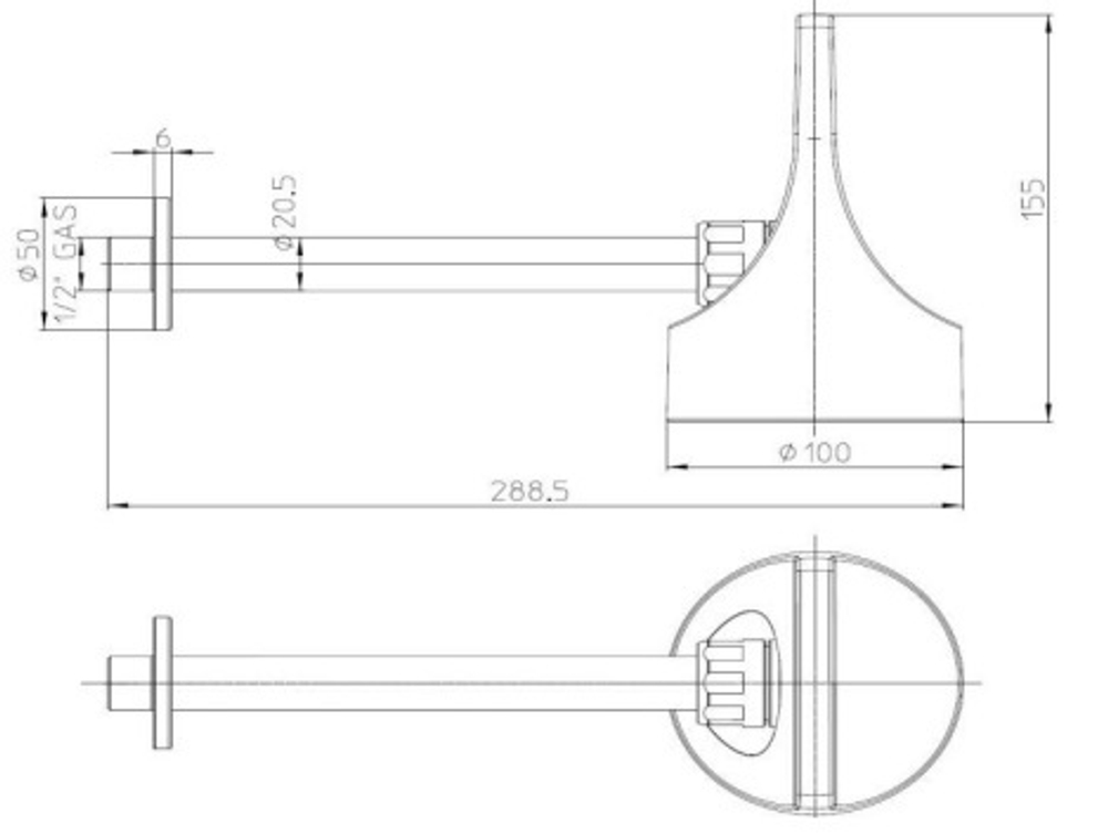 Bossini Apice душ верхний, поворотный, настенный держатель Ø100 мм, цвет белый матовый