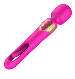 Розовый двусторонний wand-вибратор с функцией фингеринга - 26 см. (Цвет: розовый)