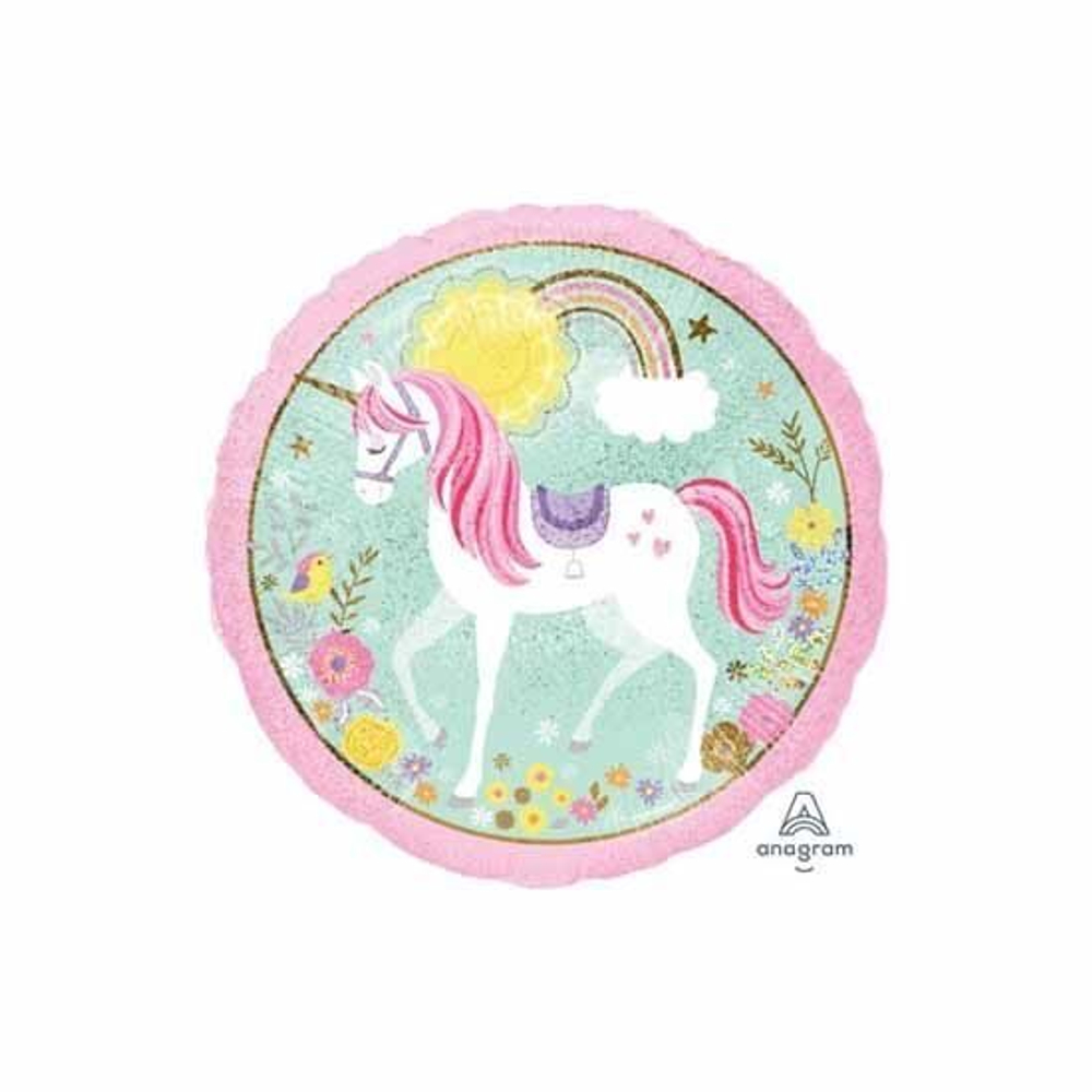 Шар круг "Единорог Нежный" 45 см