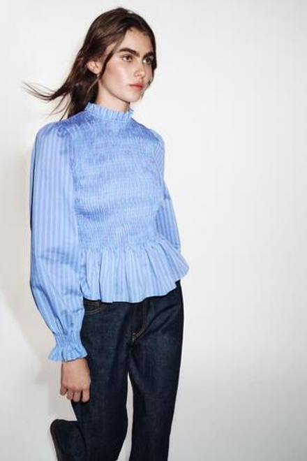 ZARA РУБАШКА В ПОЛОСКУ ИЗ ТКАНИ «ВАФЛЯ», ЭКРЮ/КРАСНЫЙ