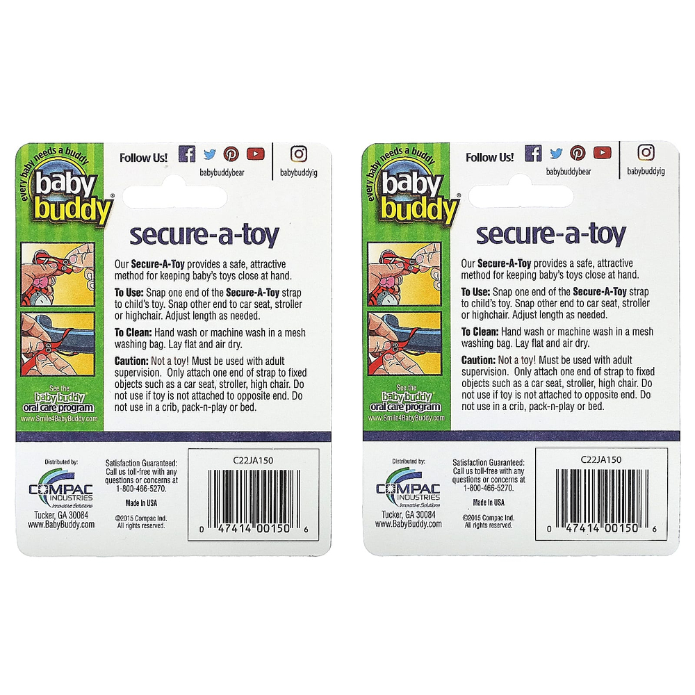 Baby Buddy, Secure-A-Toy, для детей от 4 месяцев, фиолетовый/сиреневый и розовый/серый, 4 полоски