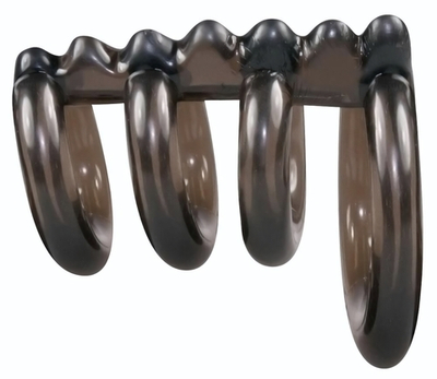 Дымчатая стимулирующая насадка на пенис из 4 колец - 6,5 см. (Цвет: дымчатый)