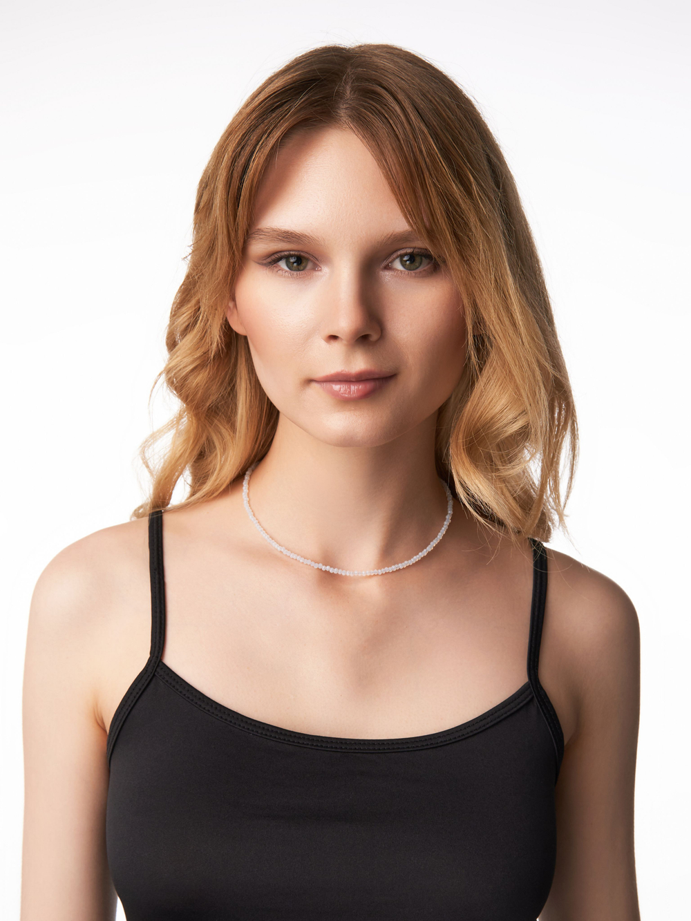 Чокер на шею женский, из голубого агата - сапфирина, бижутерия