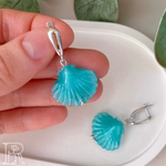 LEFIREL' Серьги серебряные женские "Русалочка" с бусинами из муранского стекла / ювелирные украшения из родированного серебра 925