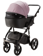 Детская коляска Adamex Nola Deluxe 3 в 1 N-SD106 (СИРЕНЬ КОЖА + ЧЕРН.КОЖА)