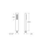 Душевая лейка прямоугольная 1 режим латунь 4716MRNM чёрный